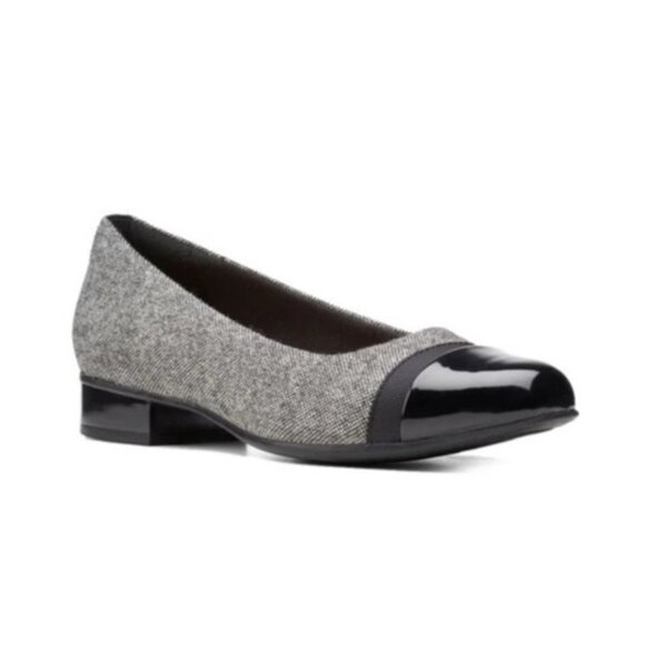 Clarks Juliet Monte Black Gray & Black Patent Leather Casual Pumps 8.5 - Picture 1 of 11